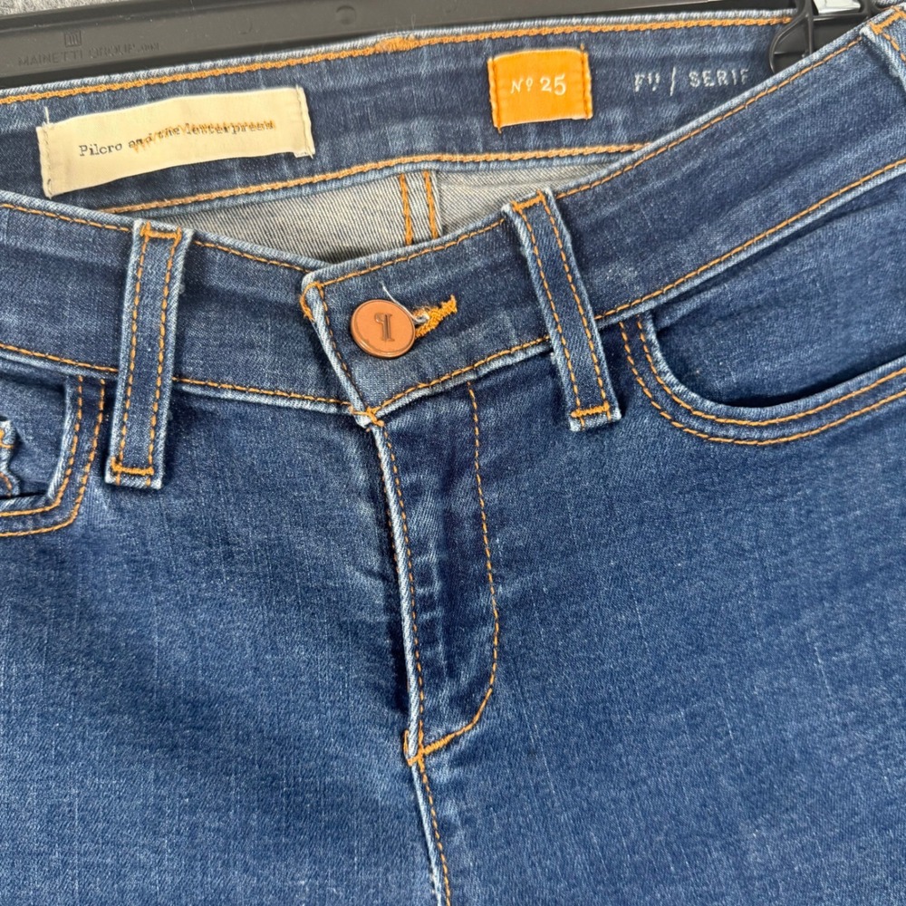 Pilcro Anthropologie Mid Rise Skinny Jeans Dark Wash Stretch Denim Size 25 26X27
